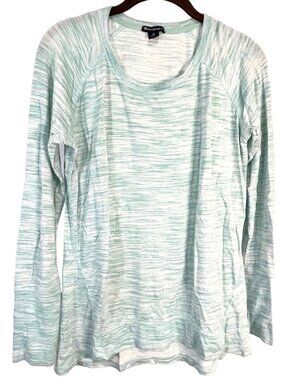 Champion Elite long sleeve T-shirt size Medium green white stripes high low READ